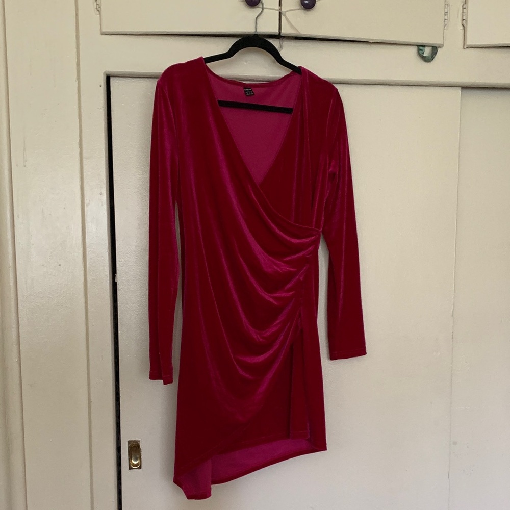 SHEIN Vibrant Red Long Sleeve Dress